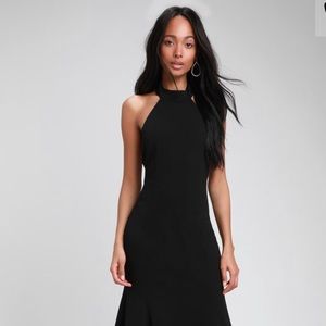 Cherished Charm Black Backless Midi Dress